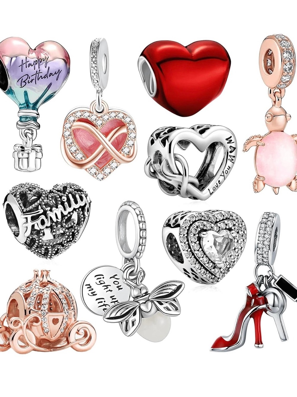 10 Pack Silver Charms for Bracelets and Necklaces Charms for Women